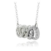 Sterling Silver Cubic Zirconia Double Intertwining Infinity Necklace