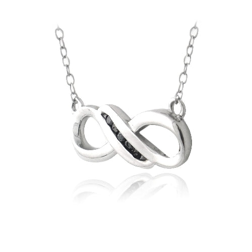 Sterling Silver Black Diamond Infinity Twist Necklace-2
