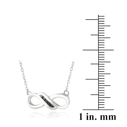 Sterling Silver Black Diamond Infinity Twist Necklace-3