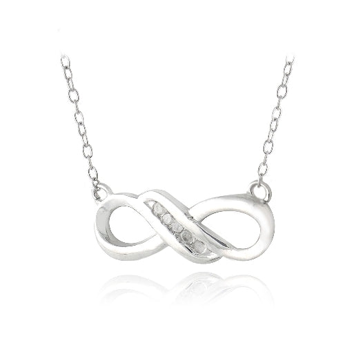 Sterling Silver Diamond Infinity Twist Necklace