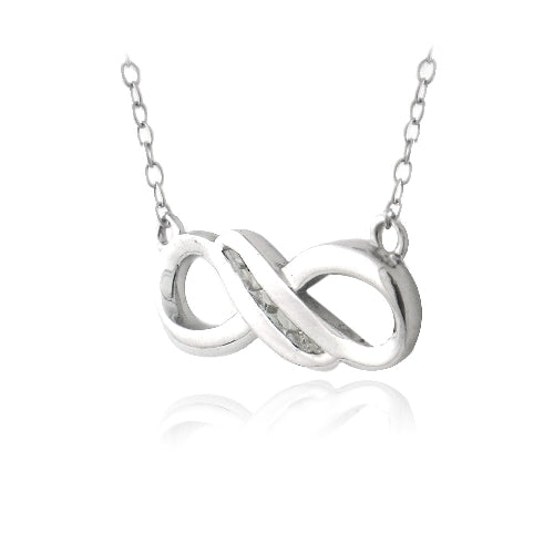 Sterling Silver Diamond Infinity Twist Necklace-2