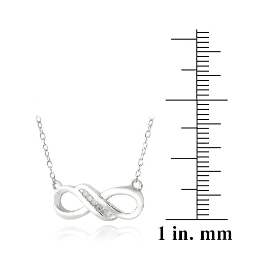 Sterling Silver Diamond Infinity Twist Necklace-3