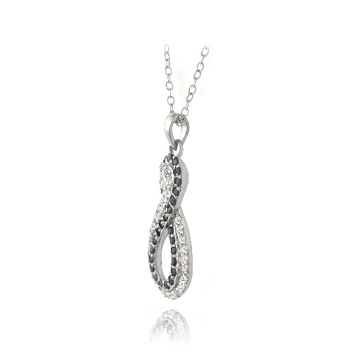 Sterling Silver Black Spinel & White Topaz Infinity Necklace-2