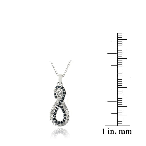 Sterling Silver Black Spinel & White Topaz Infinity Necklace-3