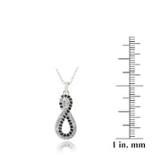 Sterling Silver Black Spinel & White Topaz Infinity Necklace