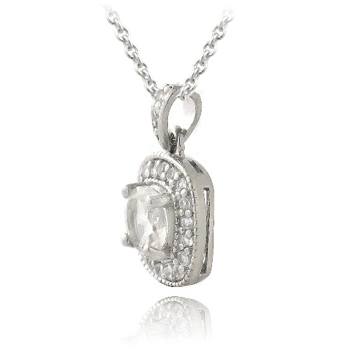 Sterling Silver 1.6ct White Topaz Square Necklace-2