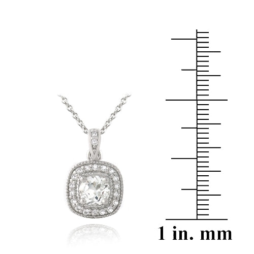 Sterling Silver 1.6ct White Topaz Square Necklace-3