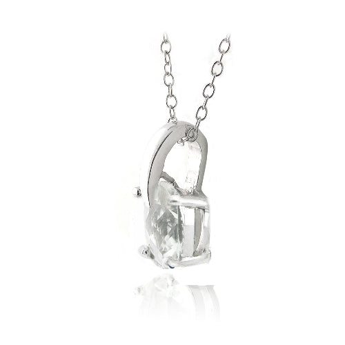 Sterling Silver 3.35ct White Topaz Cushion Cut Curve Necklace-2