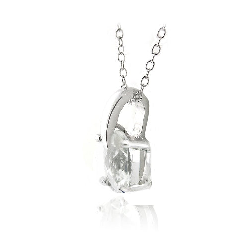 Sterling Silver 3.35ct White Topaz Cushion Cut Curve Necklace