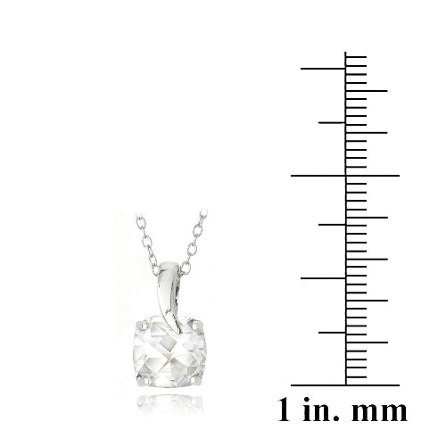 Sterling Silver 3.35ct White Topaz Cushion Cut Curve Necklace-3