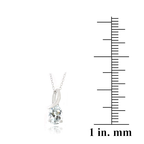 Sterling Silver 2.25ct White Topaz Teardrop Curve Necklace-3