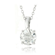 Sterling Silver 2.5ct White Topaz Round Curve Necklace