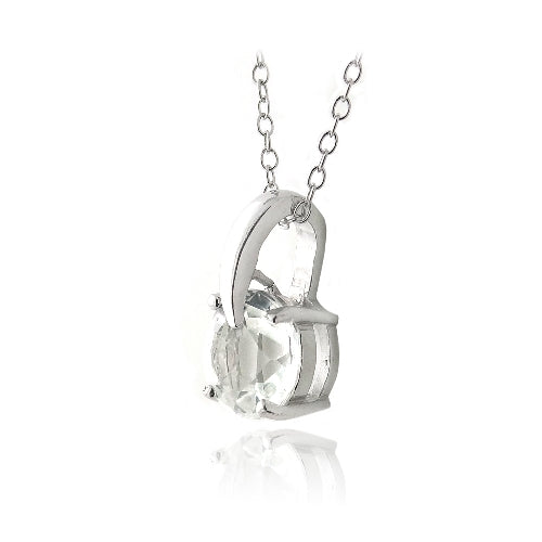 Sterling Silver 2.5ct White Topaz Round Curve Necklace-2
