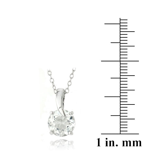 Sterling Silver 2.5ct White Topaz Round Curve Necklace-3