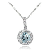 Sterling Silver 1.5ct TGW Aquamarine and White Topaz Solitaire Necklace