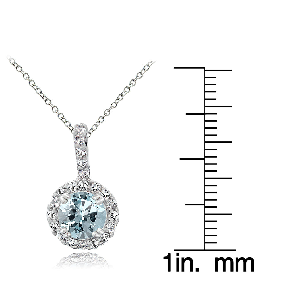 Sterling Silver 1.5ct TGW Aquamarine and White Topaz Solitaire Necklace-3