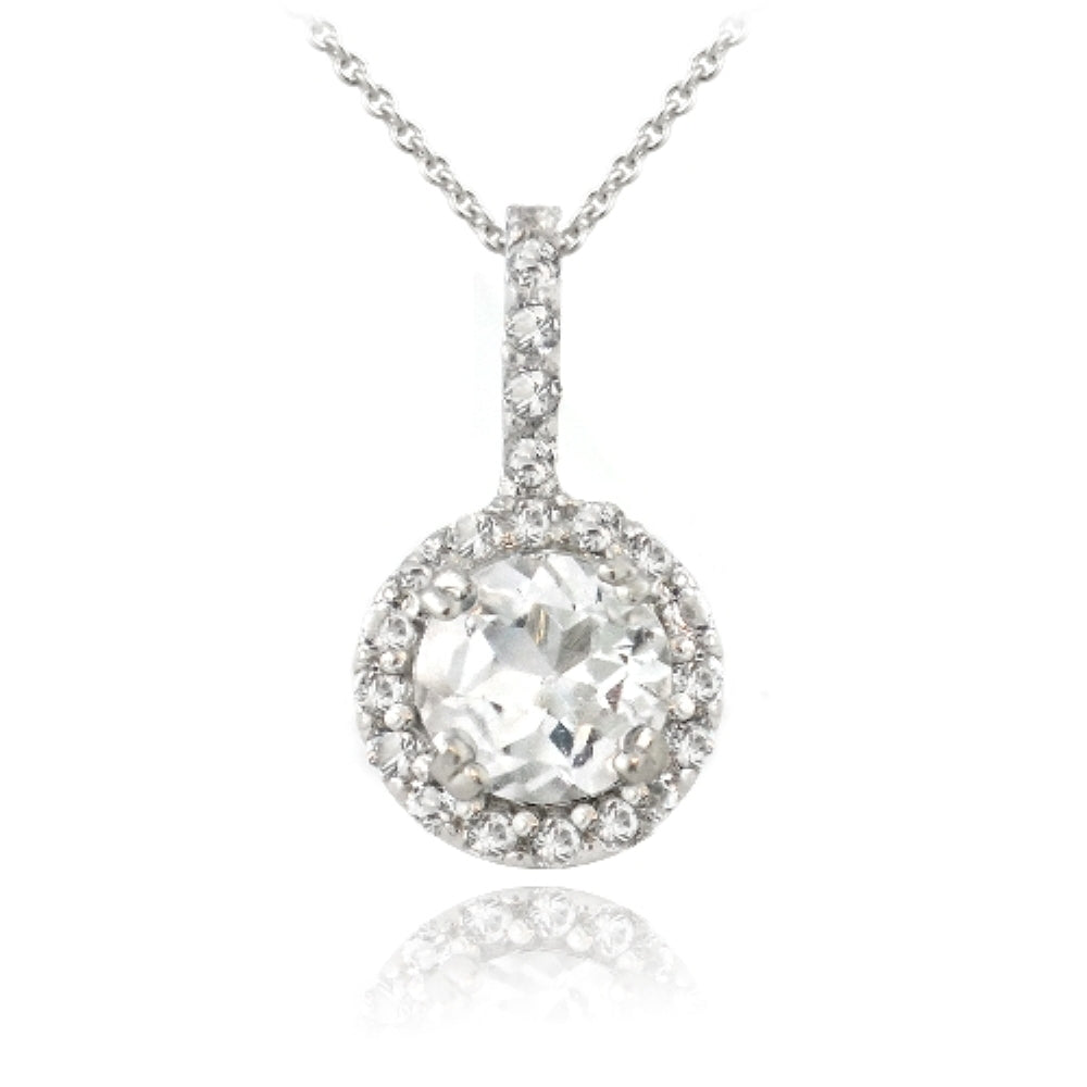 Sterling Silver 1.75ct White Topaz Round Drop Pendant