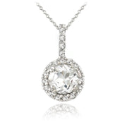 Sterling Silver 1.75ct White Topaz Round Drop Pendant