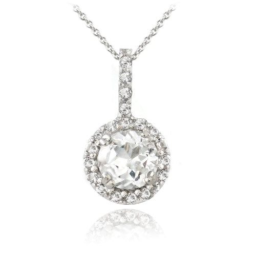Sterling Silver 1.75ct White Topaz Round Drop Pendant-2