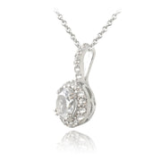 Sterling Silver 1.75ct White Topaz Round Drop Pendant