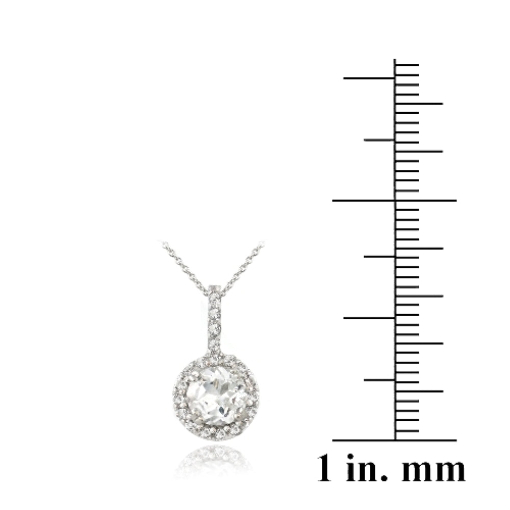 Sterling Silver 1.75ct White Topaz Round Drop Pendant-4