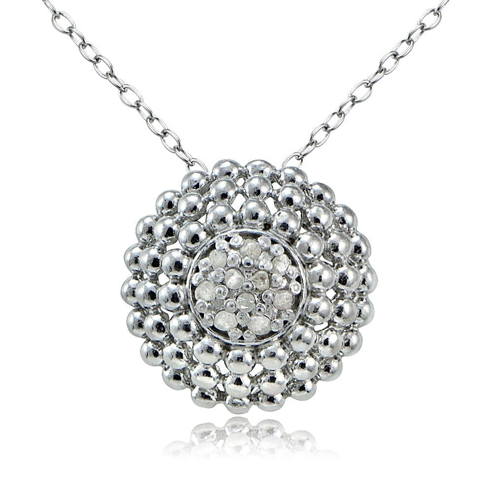 Sterling Silver 1/10ct Diamond Round Necklace