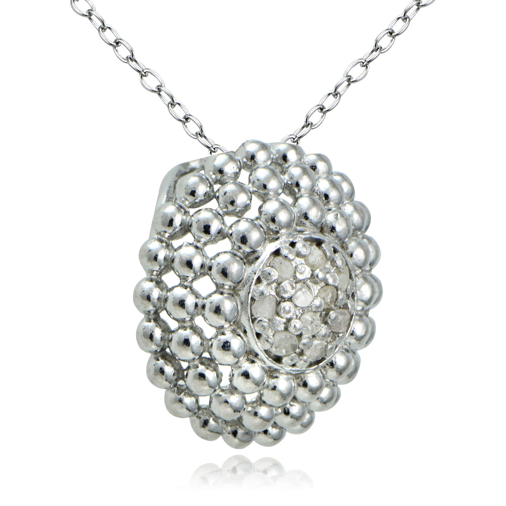 Sterling Silver 1/10ct Diamond Round Necklace-2