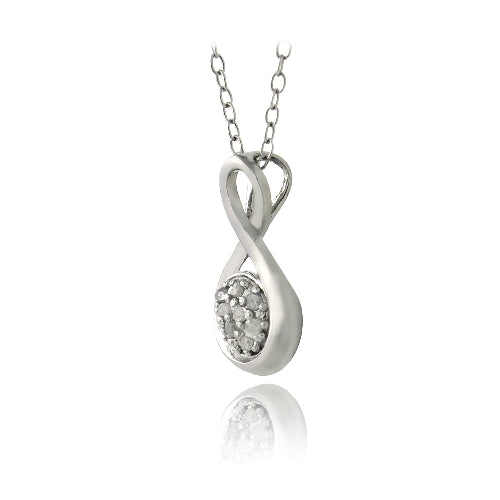 Sterling Silver 1/10ct Diamond Infinity Necklace-2