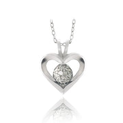 Sterling Silver 1/10ct Diamond Open Heart Necklace