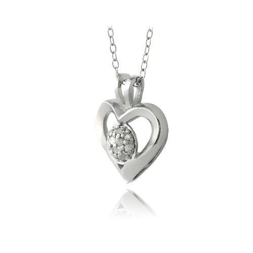 Sterling Silver 1/10ct Diamond Open Heart Necklace-2