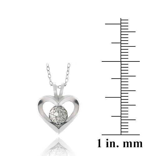 Sterling Silver 1/10ct Diamond Open Heart Necklace-3