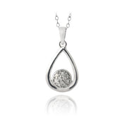 Sterling Silver 1/10ct Diamond Cluster Open Teardrop Necklace