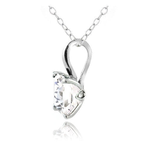 Sterling Silver 2.75ct Created White Sapphire Square Solitaire Necklace-2