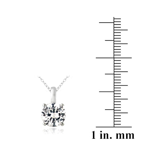Sterling Silver 2.75ct Created White Sapphire Square Solitaire Necklace-3
