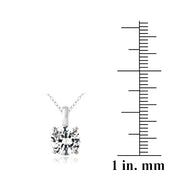 Sterling Silver 2.75ct Created White Sapphire Square Solitaire Necklace