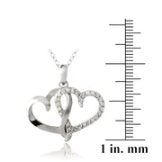 Sterling Silver 1/4 ct Diamond Double Open Heart Necklace