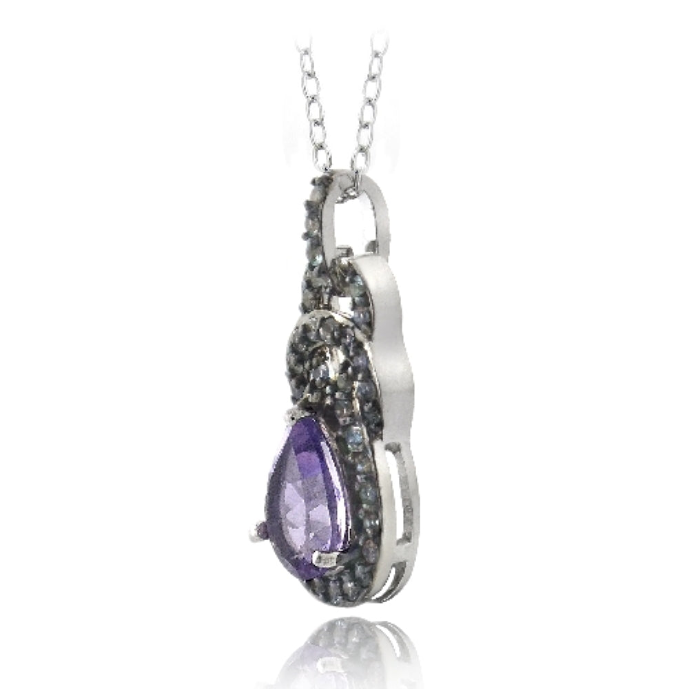 Sterling Silver Amethyst & Blue Topaz Twist Teardrop Necklace-3