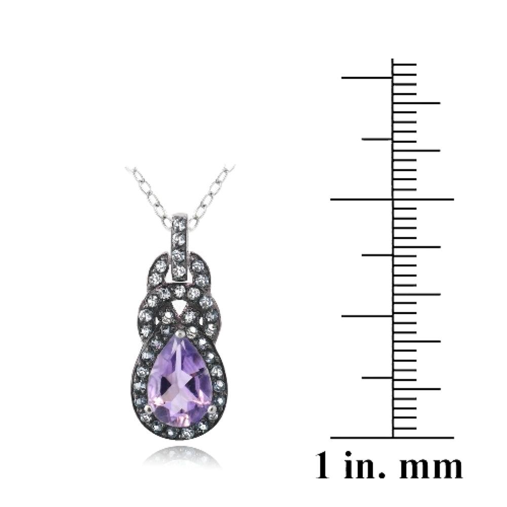 Sterling Silver Amethyst & Blue Topaz Twist Teardrop Necklace-4