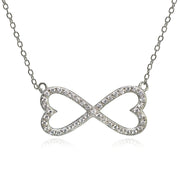 Sterling Silver Cubic Zirconia Heart Infinity Necklace
