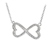 Sterling Silver Cubic Zirconia Heart Infinity Necklace