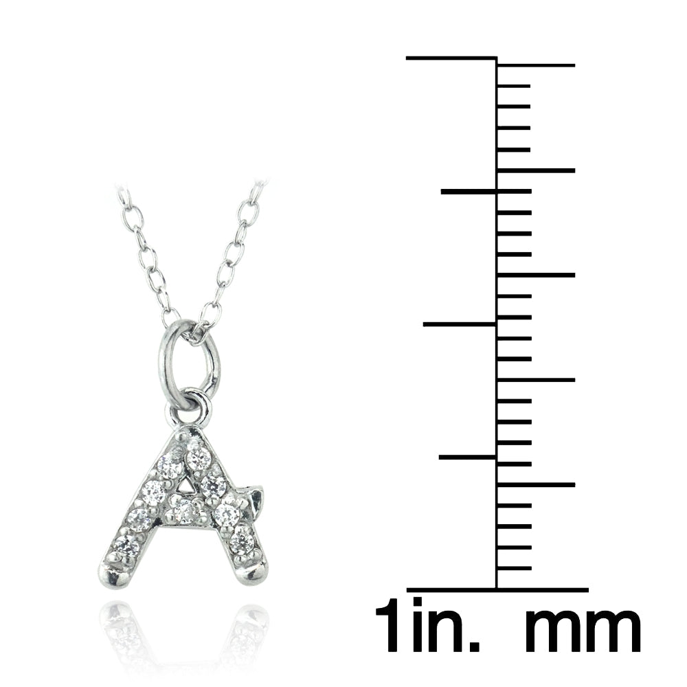 Sterling Silver CZ A Initial Necklace-3