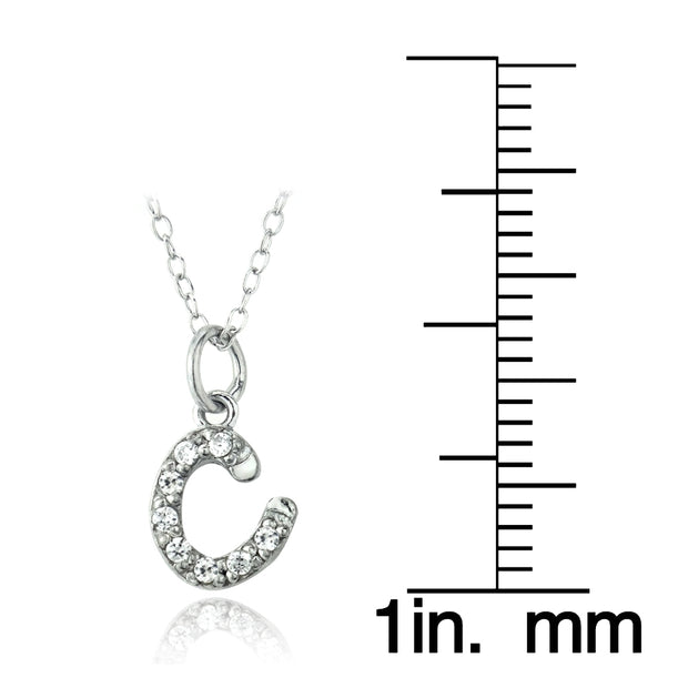 Sterling Silver CZ C Initial Necklace