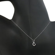 Sterling Silver CZ C Initial Necklace
