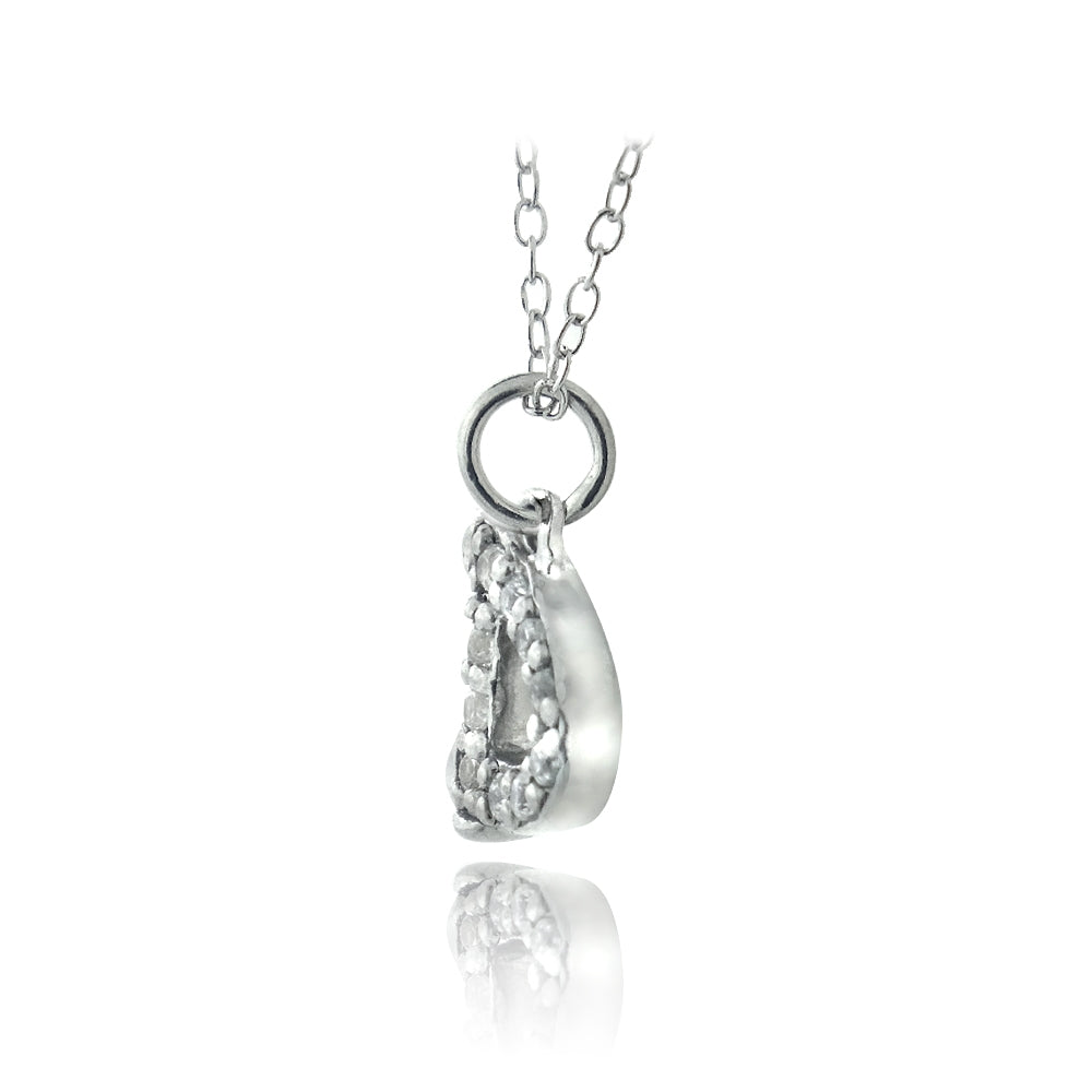 Sterling Silver CZ D Initial Necklace-2