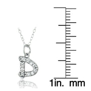Sterling Silver CZ D Initial Necklace
