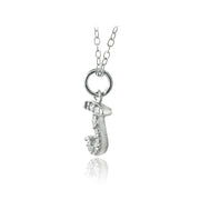 Sterling Silver CZ J Initial Necklace
