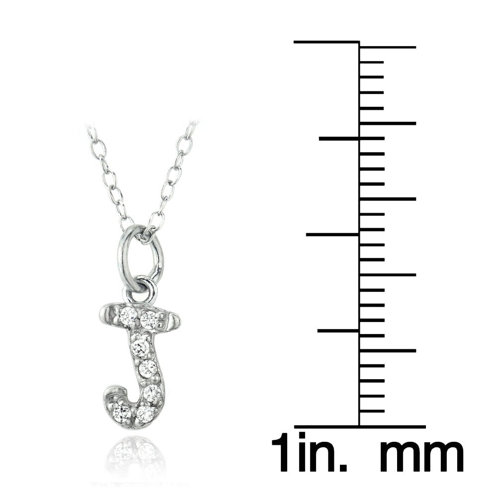 Sterling Silver CZ J Initial Necklace-3
