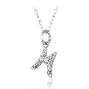 Sterling Silver CZ M Initial Necklace