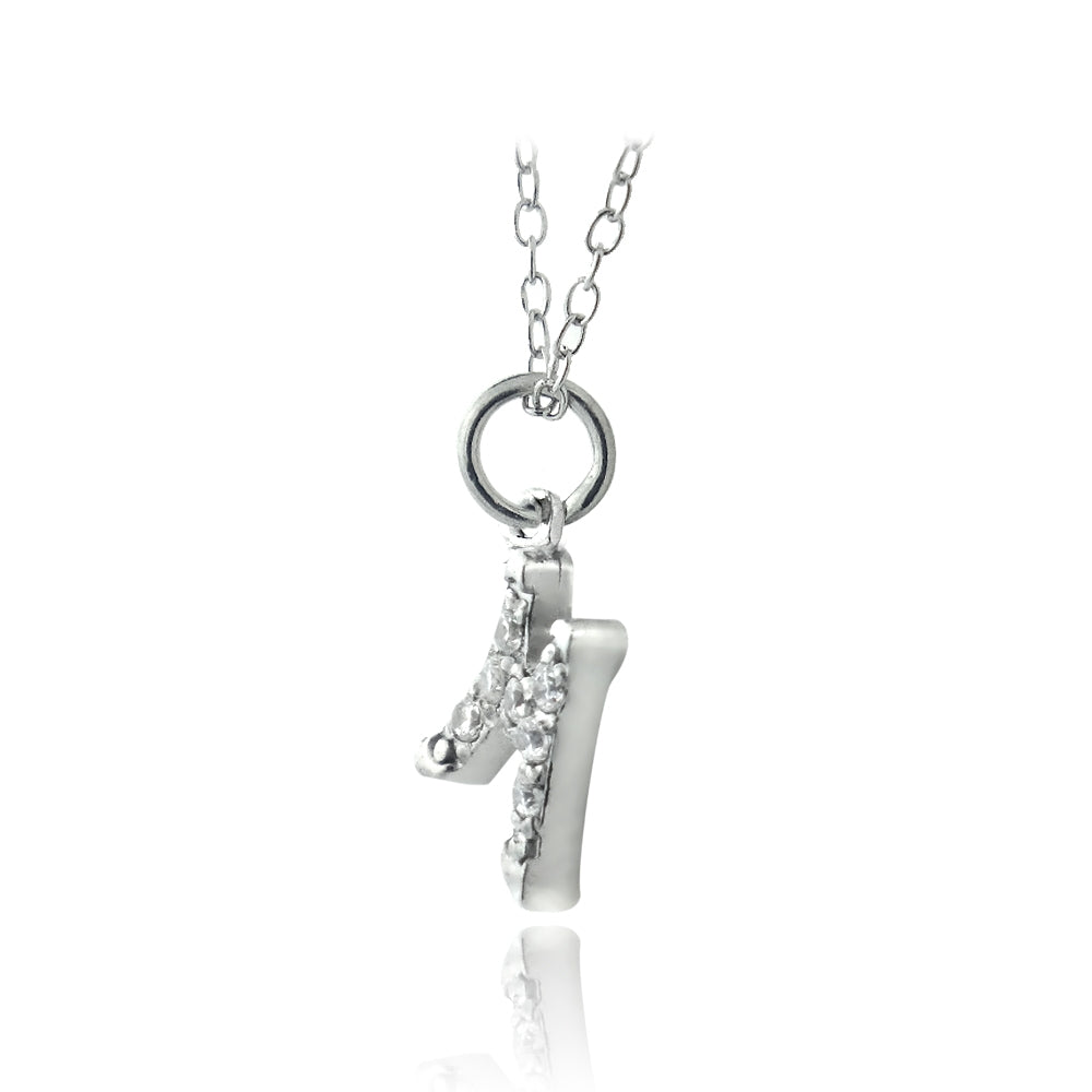 Sterling Silver CZ M Initial Necklace-2