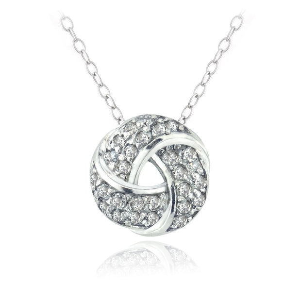 Sterling Silver 1/4 ct Diamond Love Knot Necklace, (H-I, I2)